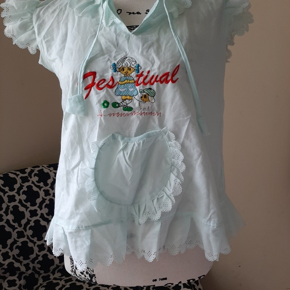 🍓Baby Doll Eyelet Top Kuwaii Pocket Boho - Picture 8 of 8